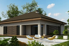 Вариант проекта Z96 с измененной формой крыши и с крытой террасой.