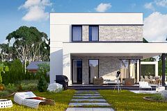 Простой аккуратный проект двухэтажного дома с плоской кровлей