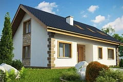 Классический мансардный дом с двускатной кровлей и 5 комнатами.