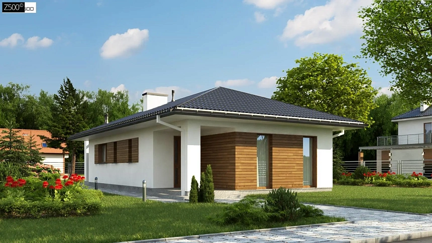 Одноэтажный функциональный дом для небольшой семьи