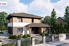 Современный двухэтажный проект дома Z421 с гаражом на одну машину