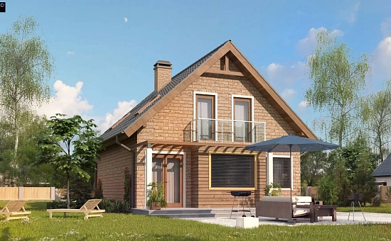Аккуратный дом с мансардой в кирпичной облицовке. Версия проекта Z99.