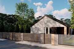 Одноэтажный дом с двускатной крышей