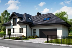 Версия проекта Z284 c большим гаражом справа, рассчитанным на 2 машины