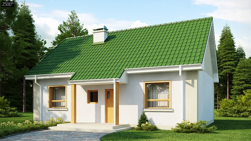 Простой в реализации дом с двускатной крышей, с возможностью обустройства мансарды.