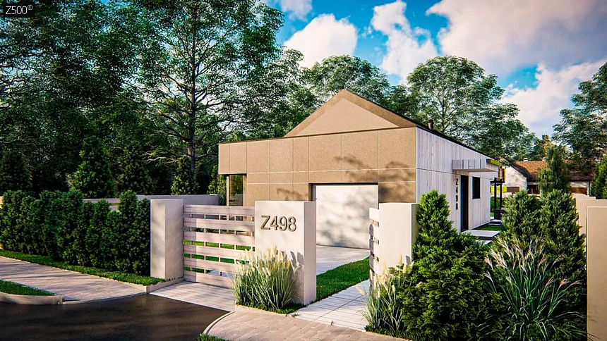 Уютный современный одноэтажный дом с гаражом