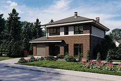 Вариант двухэтажного проекта Zx24 с фасадом под кирпич