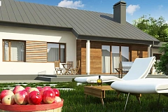 Дом, выполненный в традиционном стиле с одноуровневой планировкой.