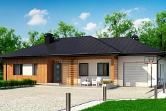 Вариант одноэтажного дома Z176 с гаражом справа на одну машину.