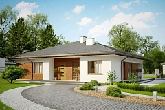 Одноэтажный дом с комфортной крытой террасой адаптированный под строительство в сейсмических районах