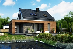 Проект мансардного дачного дома с комнатой на первом этаже