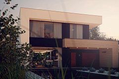 Двухэтажный дом в строгом современном стиле, со спортивным залом на первом этаже