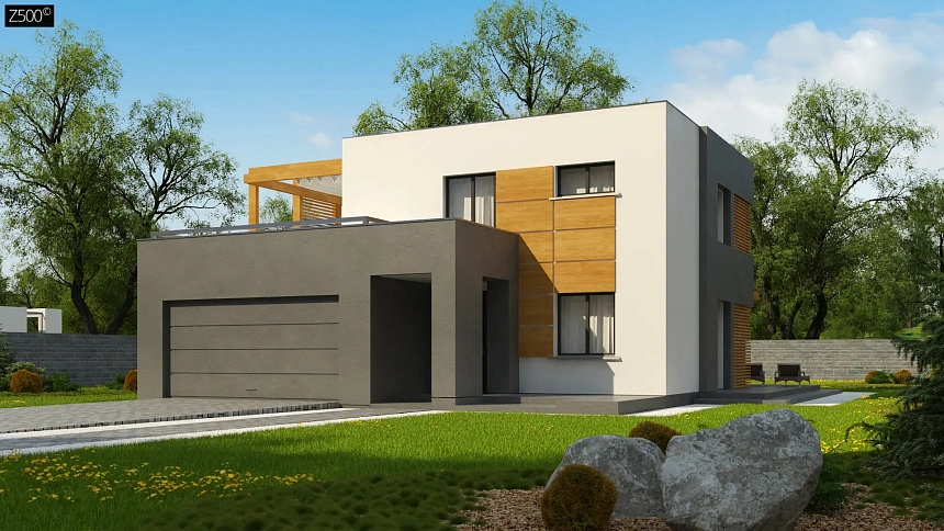 Двухэтажный коттедж Zx73 адаптированный для сейсмозоны