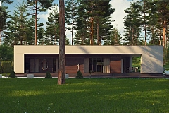 Современный одноэтажный дом с боковой террасой