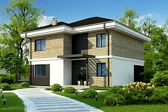 Двухэтажный дом с современным дизайном экстерьера и удобным интерьером