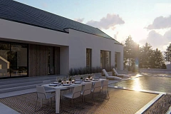 Современный проект с двускатной крышей