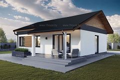 Компактный одноэтажный дом с 3мя спальнями.