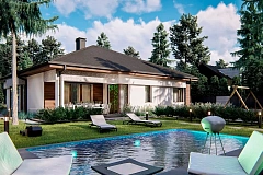 Удобный одноэтажный дом с гаражом для двух автомобилей