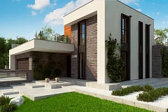 Вариант двухэтажного дома Zx159 в современном стиле с гаражом