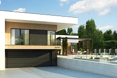 Проект современного двухэтажного дома с большой площадью остекления.