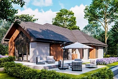 Одноэтажный дом с гаражом на 2 машины и 4 спальнями