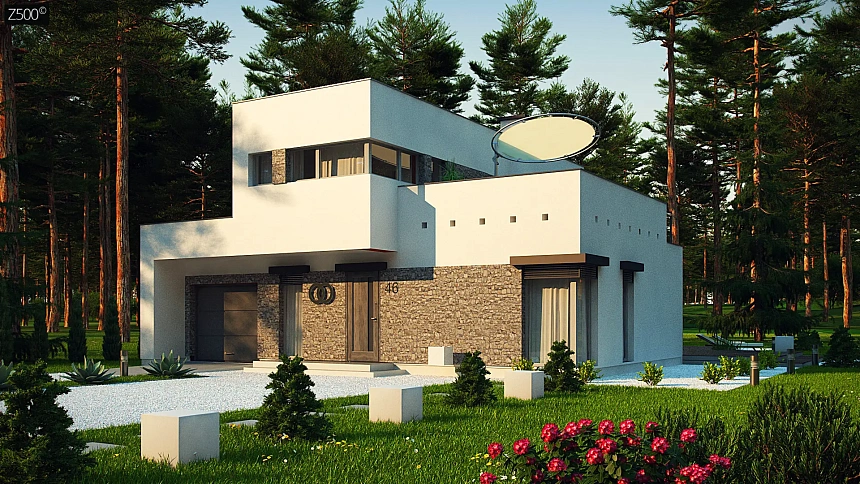 Уменьшенный вариант двухэтажного проекта ZX46 с гаражом