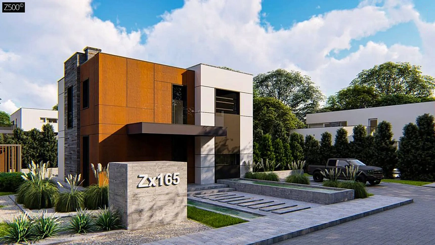 Современный двухэтажный дом без гаража