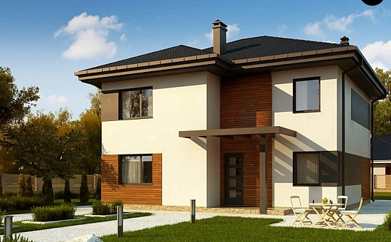 Вариант проекта Zz1  современного двухэтажного дома с плитами перекрытия