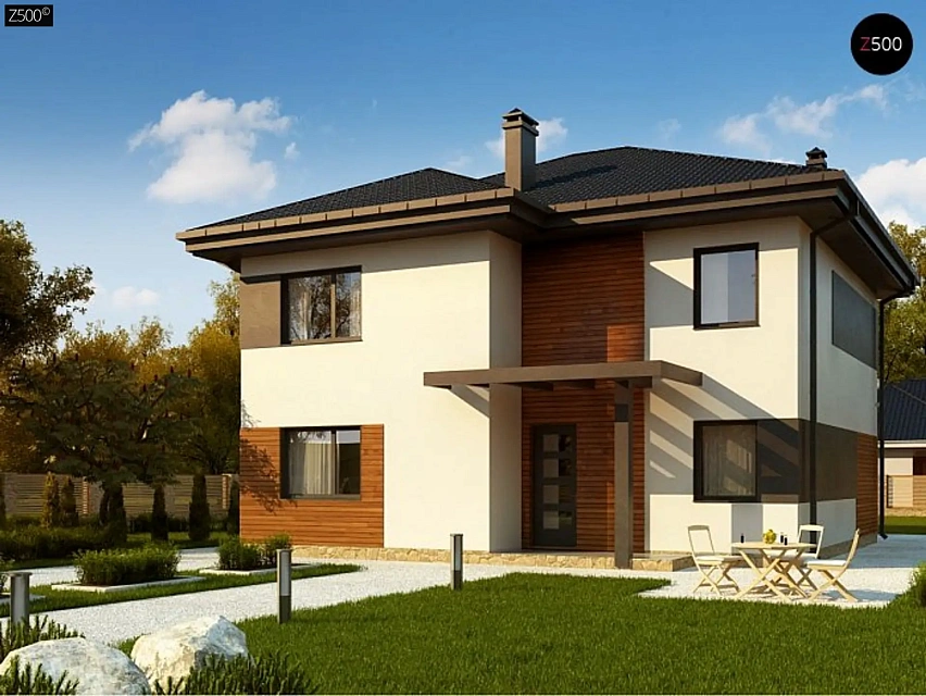 Вариант проекта Zz1  современного двухэтажного дома с плитами перекрытия