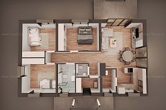 Проект компактного и функционального одноэтажного дома с тремя спальнями.