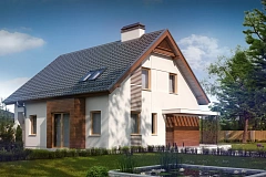 Традиционный дом с дополнительной комнатой на первом этаже и эркером в обеденной зоне.