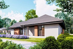 Одноэтажный дом с гаражом на 2 машины и 4 спальнями