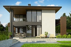 Уменьшенная версия проекта z156 с гаражом и стильным фасадом