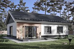 Проект компактного и функционального одноэтажного дома с тремя спальнями.