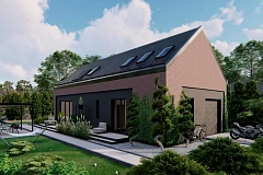 Современный дом с мансардой, вторым светом, 3 спальнями и гаражом