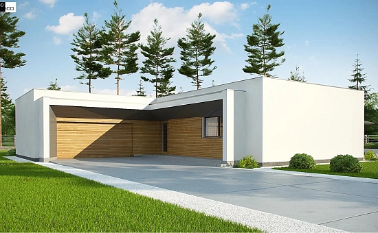 Современный дом с плоской кровлей и компактной и удобной планировкой