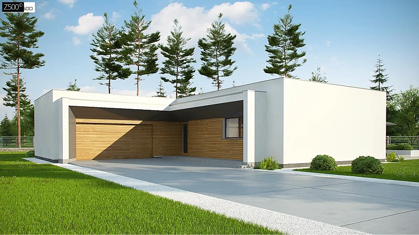 Современный дом с плоской кровлей и компактной и удобной планировкой