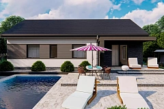 Классический одноэтажный дом с двускатной крышей