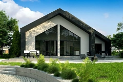 Проект современного дома с нетипичной планировкой и привлекательным дизайном экстерьера.