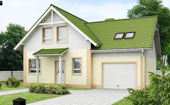 Уютный и функциональный дом «Т»-образной формы с гаражом.