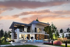 Вариант современного двухэтажного дома Zx22 с подвалом