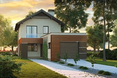 Вариант проекта Z297 с фронтальным гаражом, с изменениями в планировке.