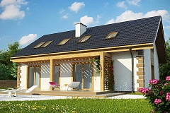 Классический мансардный дом с двускатной кровлей и 5 комнатами.