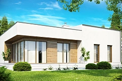 Современный функциональный дом с большой площадью остекления в гостиной