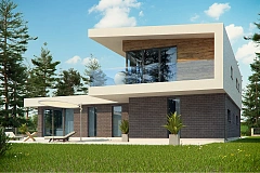 Стильный современный коттедж с плоской кровлей