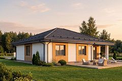 Лаконичный одноэтажный коттедж с четырьмя спальнями.