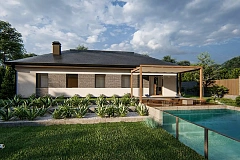 Одноэтажный дом на 3 комнаты, гостиная со столовой и гараж на одну машину