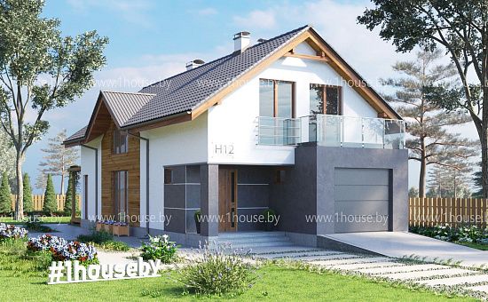 Мансардный дом с 4мя комнатами, для узкого участка. 