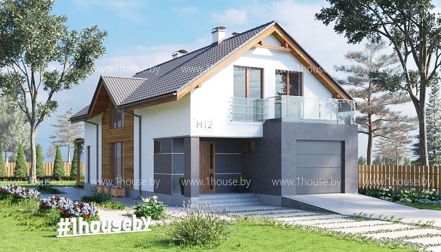 Мансардный дом с 4мя комнатами, для узкого участка. 