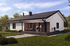 Одноэтажный дом с 2умя спальнями.